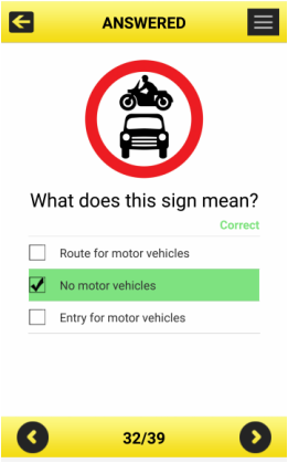 Road Signs app - text