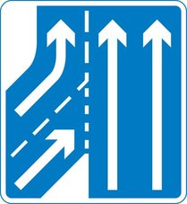 Additional traffic joining from left ahead. Traffic on main carriageway has priority over joining traffic from right hand lane of slip road
