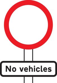 No vehicles except bicycles being pushed