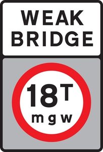 No vehicles over maximum gross weight shown (in tonnes)