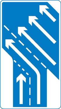 Traffic in right hand lane of slip road joining the main carriageway has priority over left hand lane
