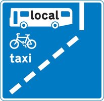With-flow bus lane ahead which pedal cycles and taxis may also use