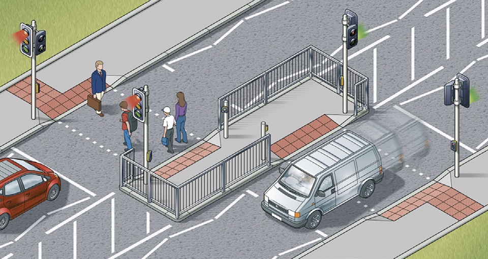 Rule 28- Staggered crossings (with an island in the middle) are two separate crossings